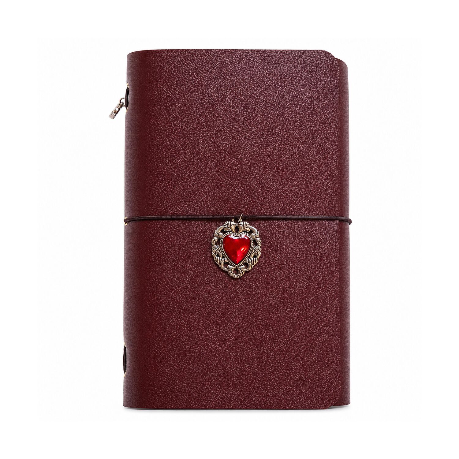 Handmade Gothic Heart Adorned Leather Journal - Image 1
