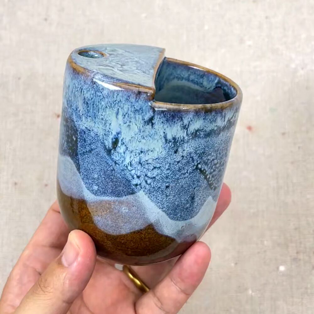280ml Handcrafted Reactive Glaze Ceramic Coffee Mug - Image 1