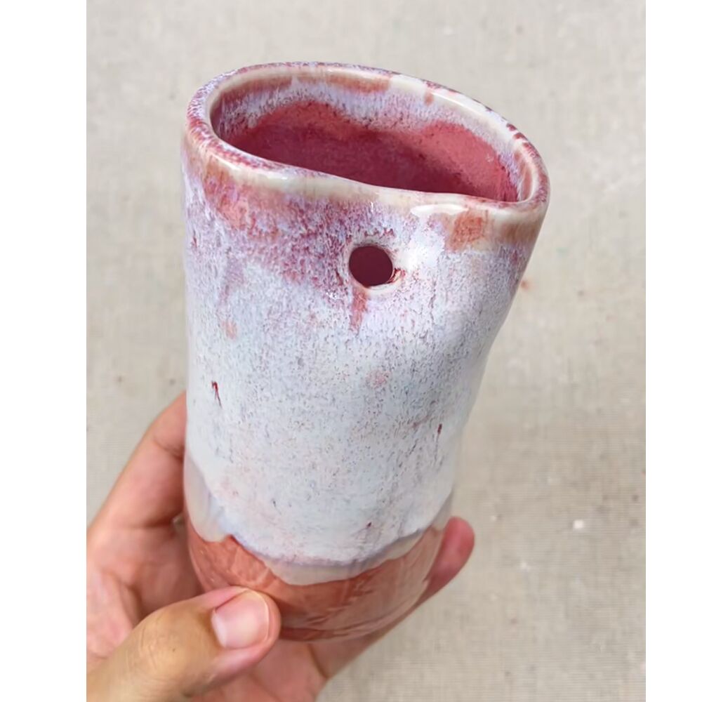 300ml Pink Reactive Glaze Wall Mug - Image 1