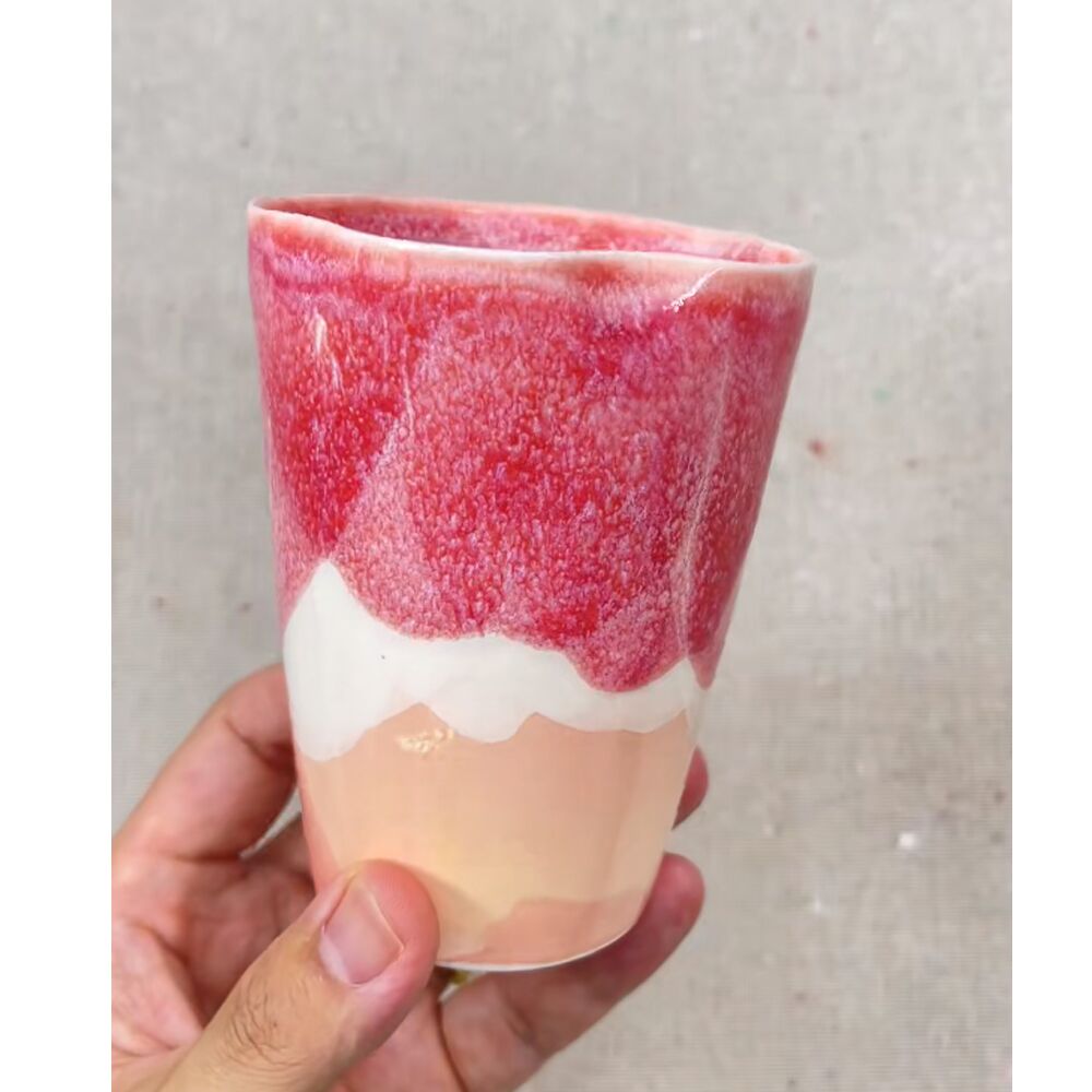 Fluted Rim Pink Fuji Mug 300ml - Image 1